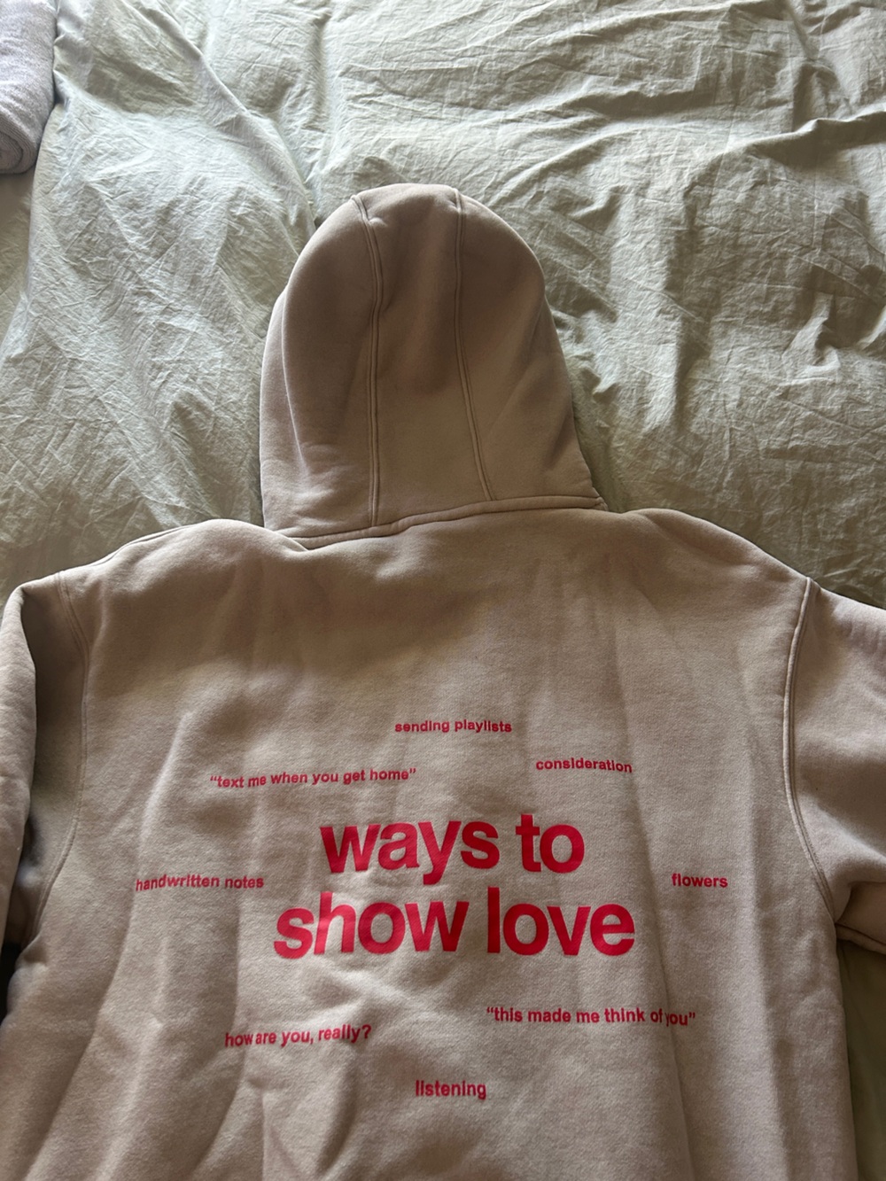 Comfrt Women's Cream Graphic 'Ways to Show Love' Hoodie & Wide Leg Sweat Pants